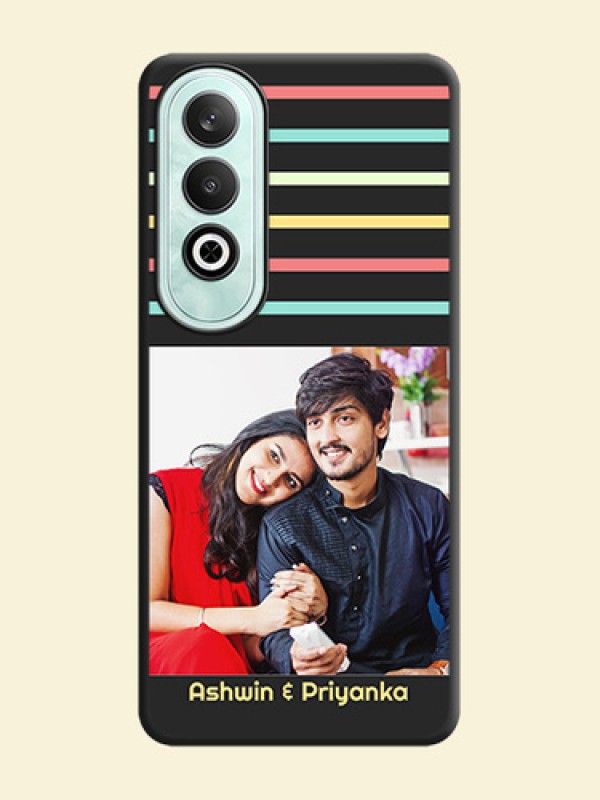 Color Stripes with Photo and Text - Photo on Space Black Soft Matte Mobile Case - OnePlus Nord CE 4