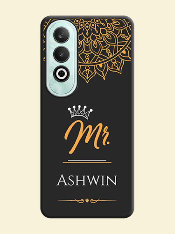 Mr Name with Floral Design on Personalised Space Black Soft Matte Cases - OnePlus Nord CE 4