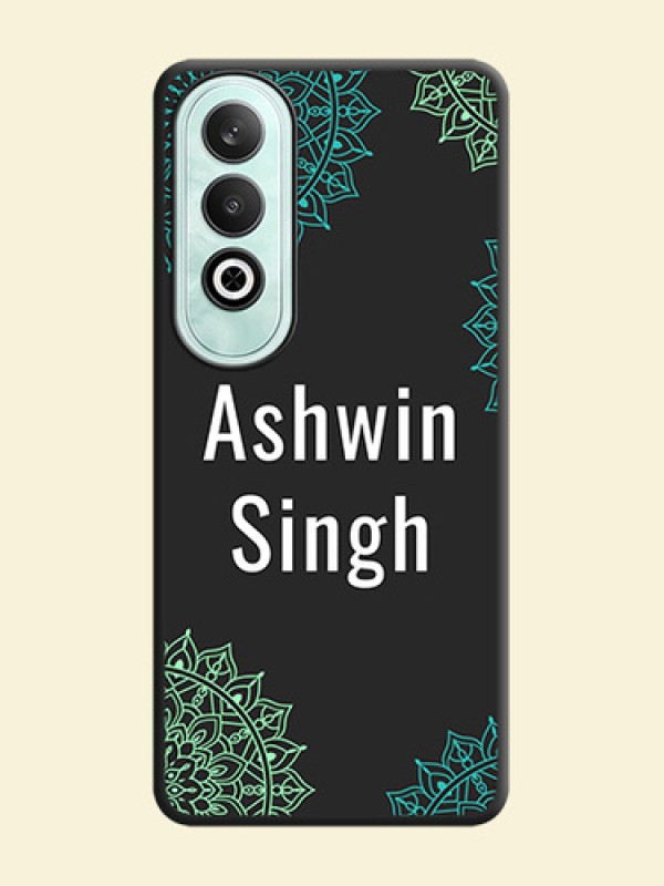 Your Name with Floral Design on Space Black Custom Soft Matte Back Cover - OnePlus Nord CE 4