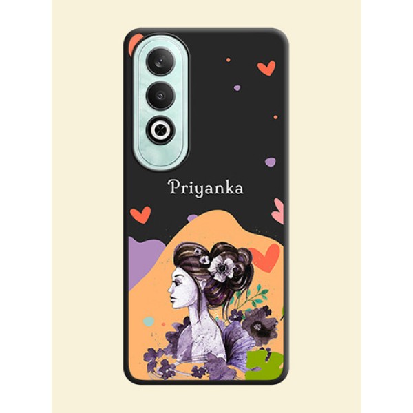 Namecase For Her With Fancy Lady Image On Space Black Personalized Soft Matte Phone Covers - OnePlus Nord CE 4 Namecase For Her With Fancy Lady Image On Space Black Personalized Soft Matte Phone Covers - OnePlus Nord CE 4