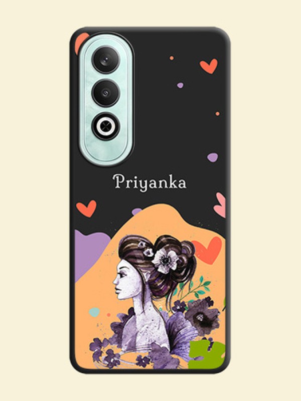 Namecase For Her With Fancy Lady Image On Space Black Personalized Soft Matte Phone Covers - OnePlus Nord CE 4