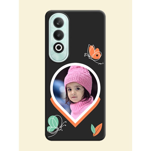 Upload Pic With Simple Butterly Design On Space Black Personalized Soft Matte Phone Covers - OnePlus Nord CE 4 Upload Pic With Simple Butterly Design On Space Black Personalized Soft Matte Phone Covers - OnePlus Nord CE 4