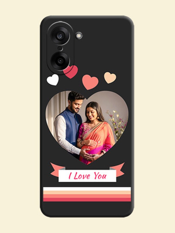 Love Shaped Photo with Colorful Stripes On Space Black Custom Soft Matte Mobile Back Cover - OnePlus Nord CE 5 5G