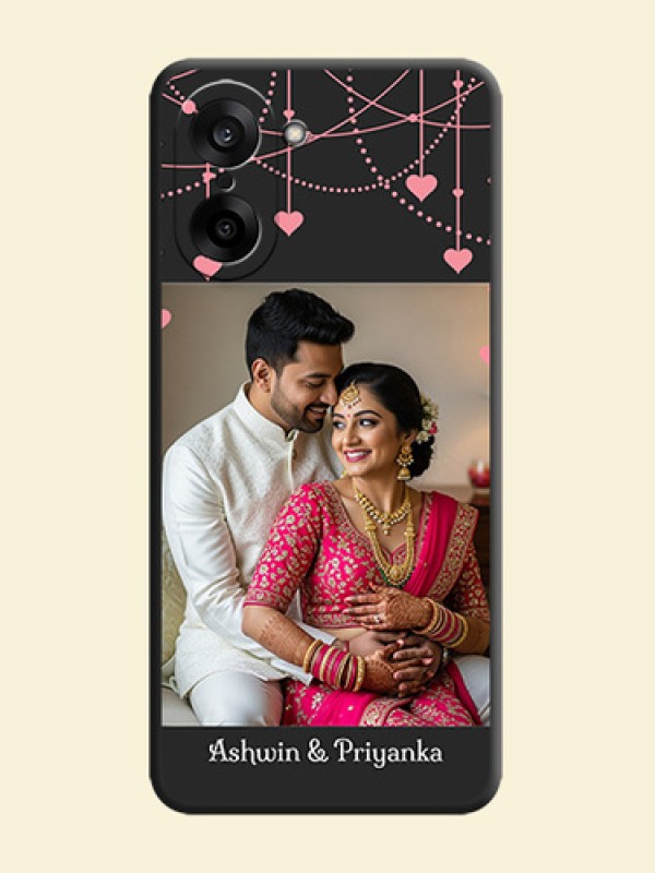 Pink Love Hangings with Text On Space Black Custom Soft Matte Mobile Back Cover - OnePlus Nord CE 5 5G