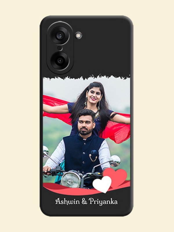 Pin Color Love Shaped Ribbon Design with Text On Space Black Custom Soft Matte Mobile Back Cover - OnePlus Nord CE 5 5G