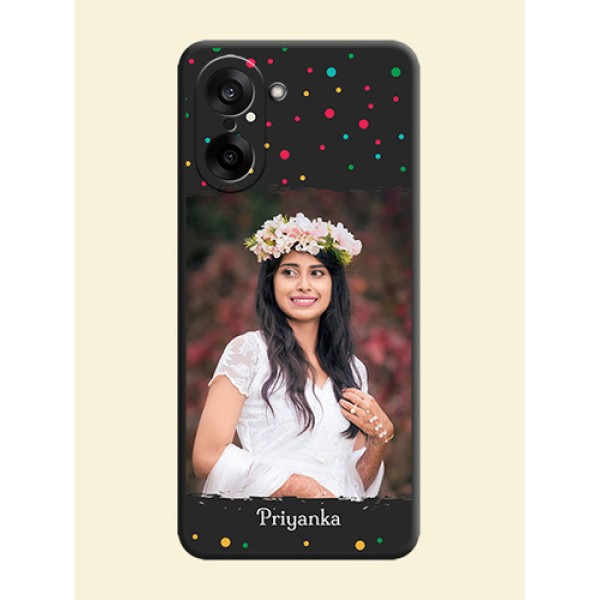 Multicolor Dotted Pattern with Text On Space Black Custom Soft Matte Mobile Back Cover - OnePlus Nord CE 5 5G Multicolor Dotted Pattern with Text On Space Black Custom Soft Matte Mobile Back Cover - OnePlus Nord CE 5 5G