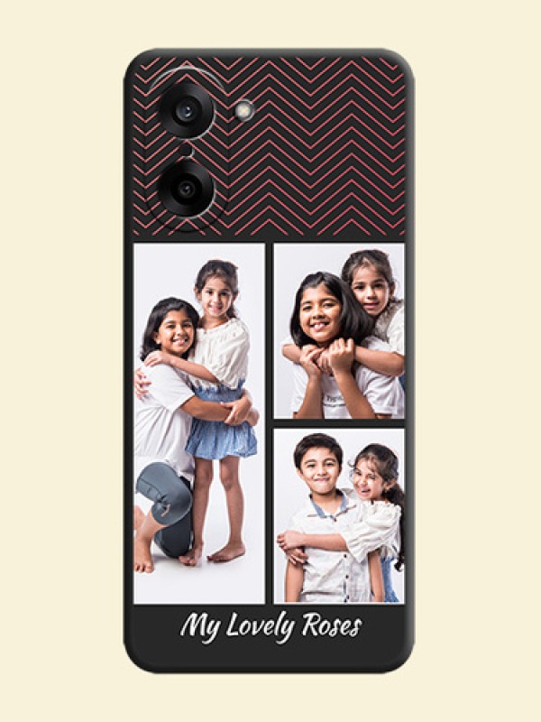 Wave Pattern with 3 Image Holder On Space Black Custom Soft Matte Mobile Back Cover - OnePlus Nord CE 5 5G