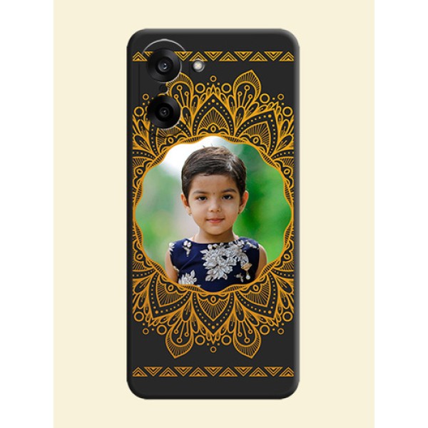Round Image with Floral Design On Space Black Custom Soft Matte Mobile Back Cover - OnePlus Nord CE 5 5G Round Image with Floral Design On Space Black Custom Soft Matte Mobile Back Cover - OnePlus Nord CE 5 5G