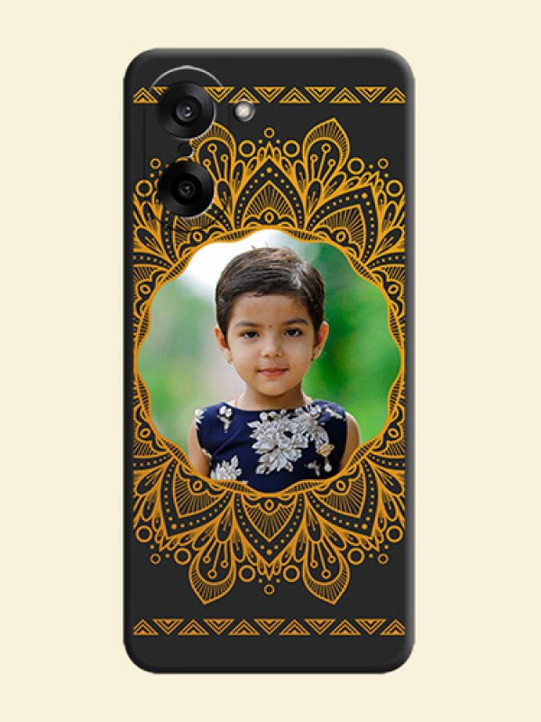 Round Image with Floral Design On Space Black Custom Soft Matte Mobile Back Cover - OnePlus Nord CE 5 5G
