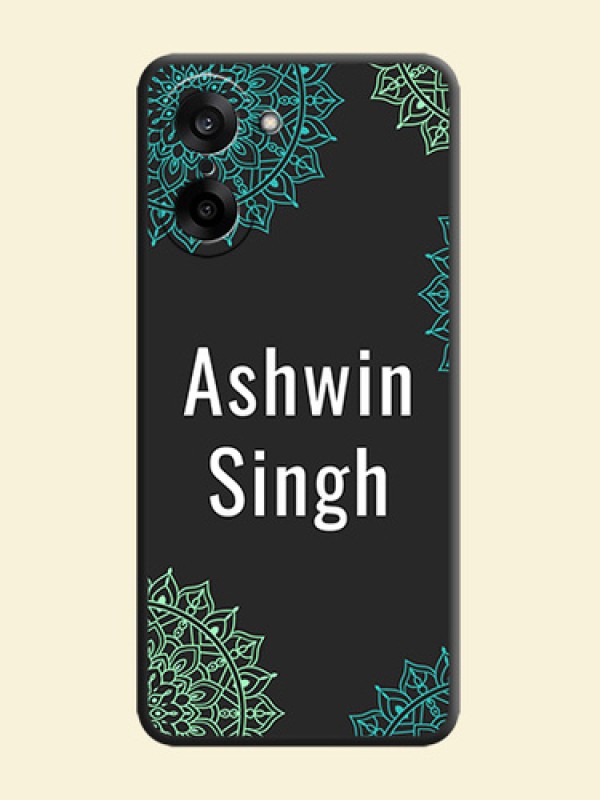 Your Name with Floral Design On Space Black Custom Soft Matte Mobile Back Cover - OnePlus Nord CE 5 5G