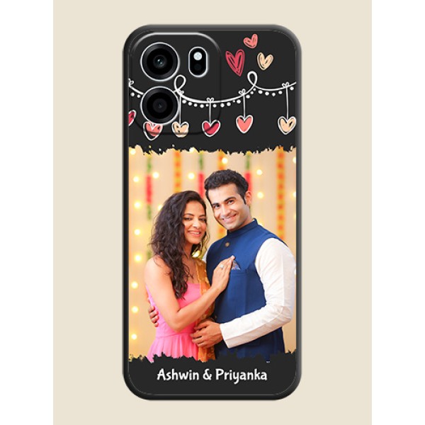 Pink Love Hangings with Name On Space Black Custom Soft Matte Mobile Back Cover - Oneplus Nord CE 6 5G Pink Love Hangings with Name On Space Black Custom Soft Matte Mobile Back Cover - Oneplus Nord CE 6 5G