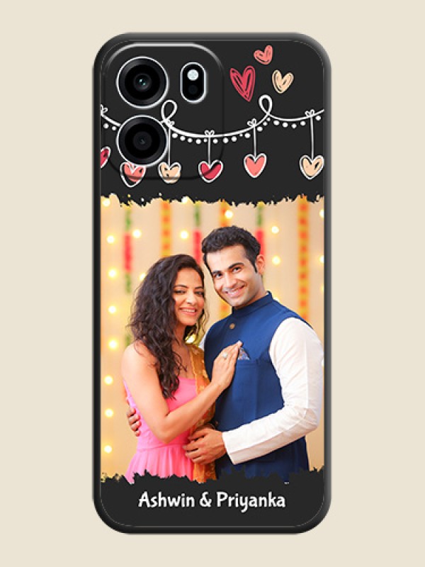 Pink Love Hangings with Name On Space Black Custom Soft Matte Mobile Back Cover - Oneplus Nord CE 6 5G