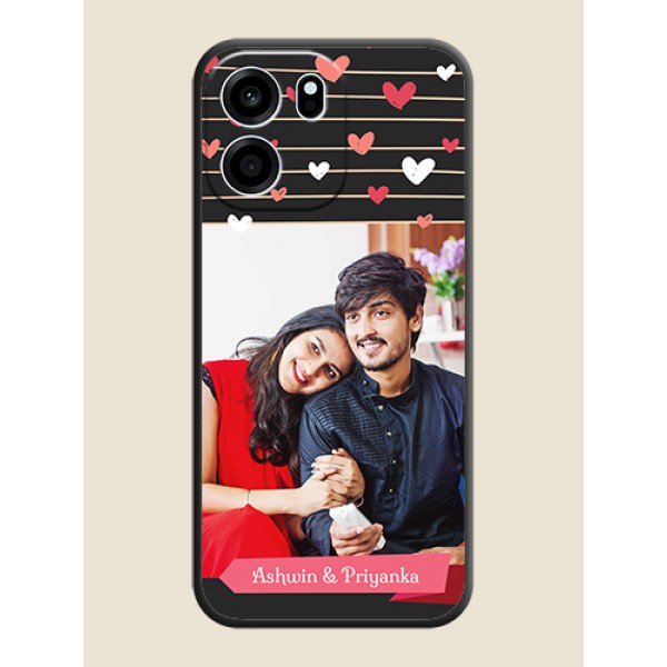 Love Pattern with Name on Pink Ribbon on Photo On Space Black Custom Soft Matte Mobile Back Cover - Oneplus Nord CE 6 5G Love Pattern with Name on Pink Ribbon on Photo On Space Black Custom Soft Matte Mobile Back Cover - Oneplus Nord CE 6 5G