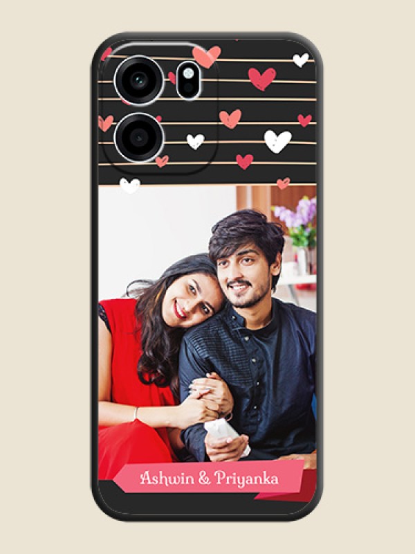 Love Pattern with Name on Pink Ribbon on Photo On Space Black Custom Soft Matte Mobile Back Cover - Oneplus Nord CE 6 5G