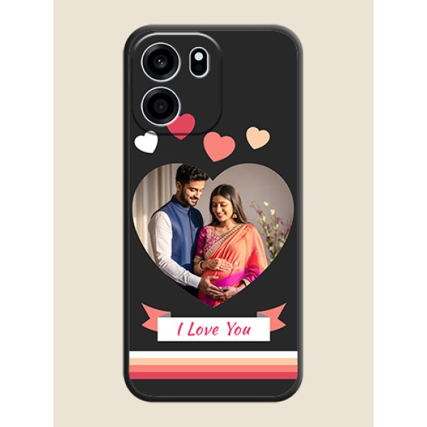 Love Shaped Photo with Colorful Stripes On Space Black Custom Soft Matte Mobile Back Cover - Oneplus Nord CE 6 5G Love Shaped Photo with Colorful Stripes On Space Black Custom Soft Matte Mobile Back Cover - Oneplus Nord CE 6 5G