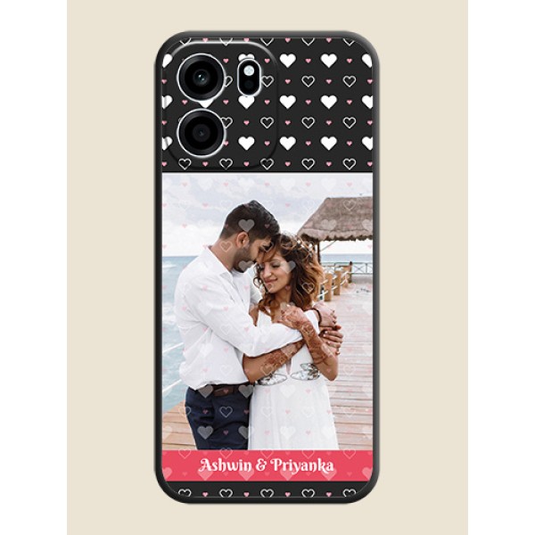 White Color Love Symbols with Text Design on Photo On Space Black Custom Soft Matte Mobile Back Cover - Oneplus Nord CE 6 5G