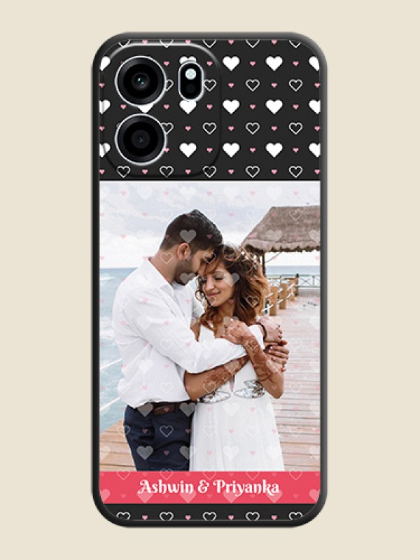 White Color Love Symbols with Text Design on Photo On Space Black Custom Soft Matte Mobile Back Cover - Oneplus Nord CE 6 5G
