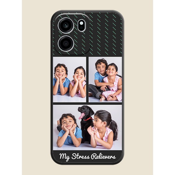 Cross Dotted Pattern with 2 Image Holder On Space Black Custom Soft Matte Mobile Back Cover - Oneplus Nord CE 6 5G Cross Dotted Pattern with 2 Image Holder On Space Black Custom Soft Matte Mobile Back Cover - Oneplus Nord CE 6 5G