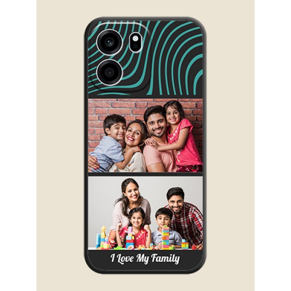 Wave Pattern with 2 Image Holder On Space Black Custom Soft Matte Mobile Back Cover - Oneplus Nord CE 6 5G Wave Pattern with 2 Image Holder On Space Black Custom Soft Matte Mobile Back Cover - Oneplus Nord CE 6 5G