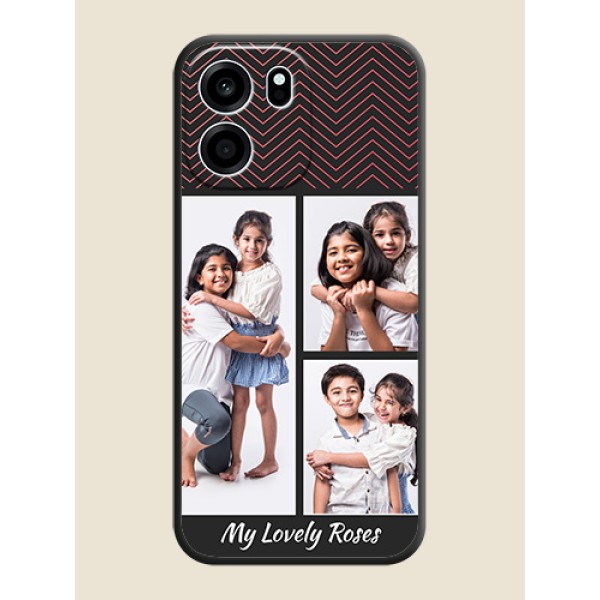 Wave Pattern with 3 Image Holder On Space Black Custom Soft Matte Mobile Back Cover - Oneplus Nord CE 6 5G Wave Pattern with 3 Image Holder On Space Black Custom Soft Matte Mobile Back Cover - Oneplus Nord CE 6 5G