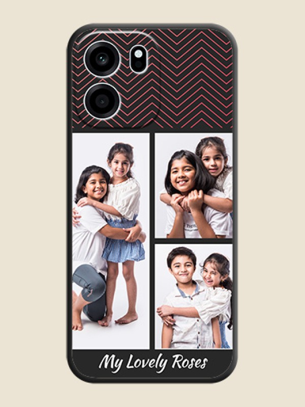Wave Pattern with 3 Image Holder On Space Black Custom Soft Matte Mobile Back Cover - Oneplus Nord CE 6 5G
