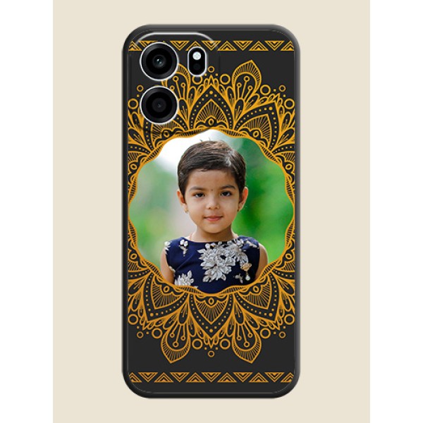 Round Image with Floral Design On Space Black Custom Soft Matte Mobile Back Cover - Oneplus Nord CE 6 5G Round Image with Floral Design On Space Black Custom Soft Matte Mobile Back Cover - Oneplus Nord CE 6 5G