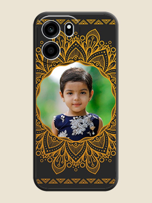 Round Image with Floral Design On Space Black Custom Soft Matte Mobile Back Cover - Oneplus Nord CE 6 5G
