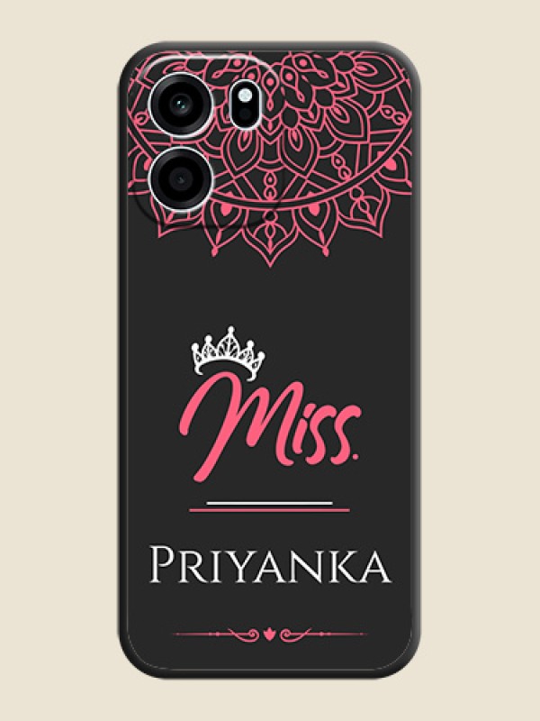 Mrs Name with Floral Design On Space Black Custom Soft Matte Mobile Back Cover - Oneplus Nord CE 6 5G