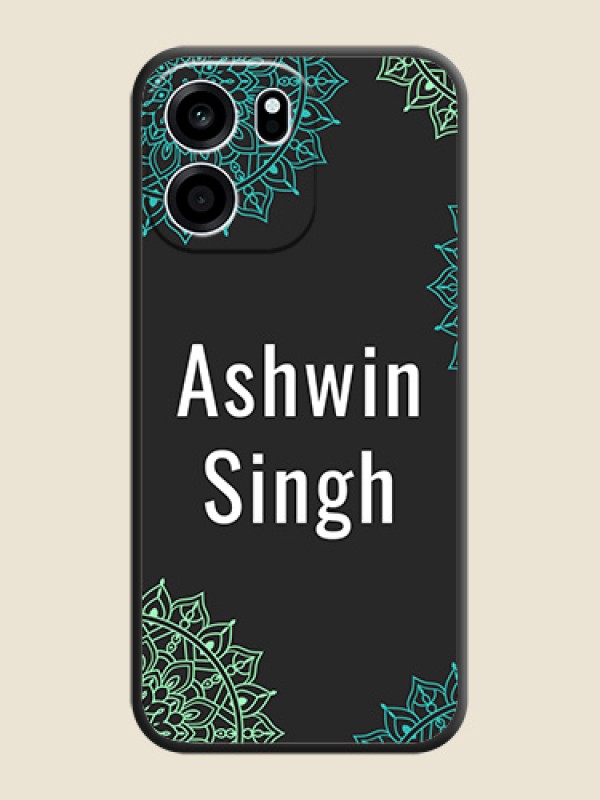 Your Name with Floral Design On Space Black Custom Soft Matte Mobile Back Cover - Oneplus Nord CE 6 5G