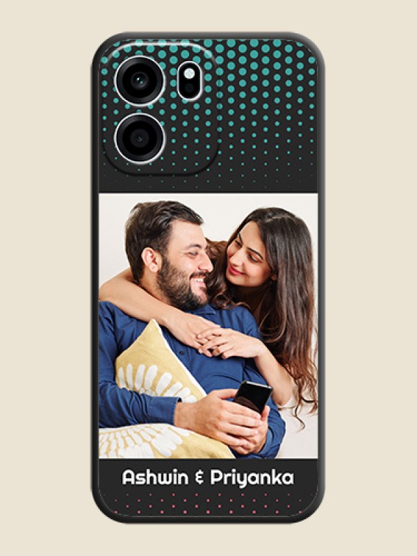 Faded Dots with Grunge Photo Frame and Text On Space Black Custom Soft Matte Mobile Back Cover - Oneplus Nord CE 6 5G