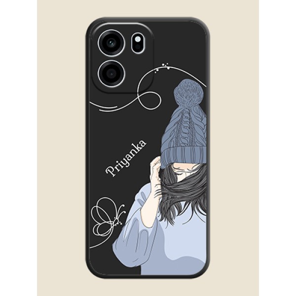 Girl With Blue Winter Outfiit Custom Text Design On Space Black Custom Soft Matte Mobile Back Cover - Oneplus Nord CE 6 5G Girl With Blue Winter Outfiit Custom Text Design On Space Black Custom Soft Matte Mobile Back Cover - Oneplus Nord CE 6 5G
