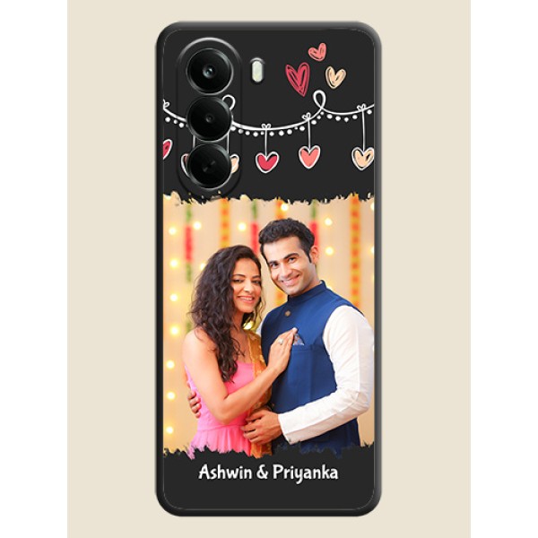 Pink Love Hangings with Name On Space Black Custom Soft Matte Mobile Back Cover - Oneplus Nord CE 6 Lite 5G Pink Love Hangings with Name On Space Black Custom Soft Matte Mobile Back Cover - Oneplus Nord CE 6 Lite 5G