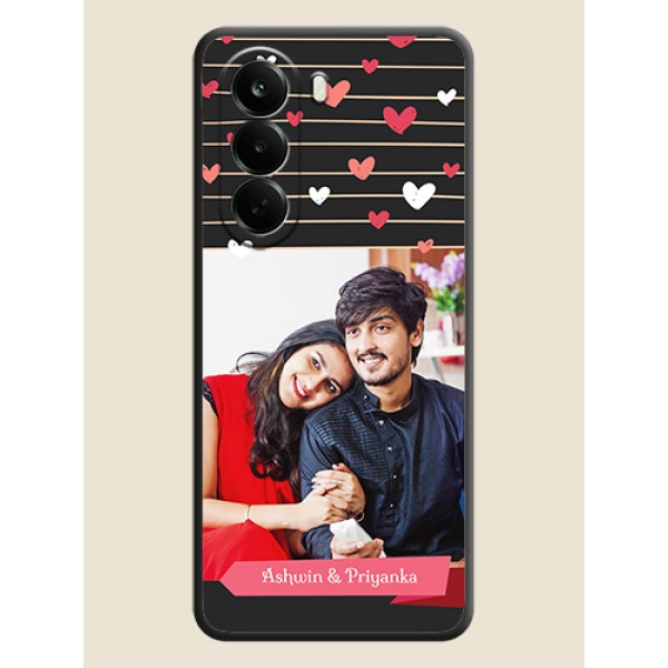 Love Pattern with Name on Pink Ribbon on Photo On Space Black Custom Soft Matte Mobile Back Cover - Oneplus Nord CE 6 Lite 5G Love Pattern with Name on Pink Ribbon on Photo On Space Black Custom Soft Matte Mobile Back Cover - Oneplus Nord CE 6 Lite 5G