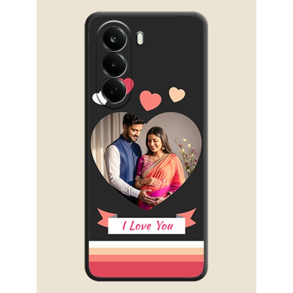 Love Shaped Photo with Colorful Stripes On Space Black Custom Soft Matte Mobile Back Cover - Oneplus Nord CE 6 Lite 5G Love Shaped Photo with Colorful Stripes On Space Black Custom Soft Matte Mobile Back Cover - Oneplus Nord CE 6 Lite 5G