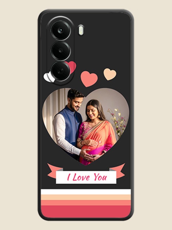 Love Shaped Photo with Colorful Stripes On Space Black Custom Soft Matte Mobile Back Cover - Oneplus Nord CE 6 Lite 5G