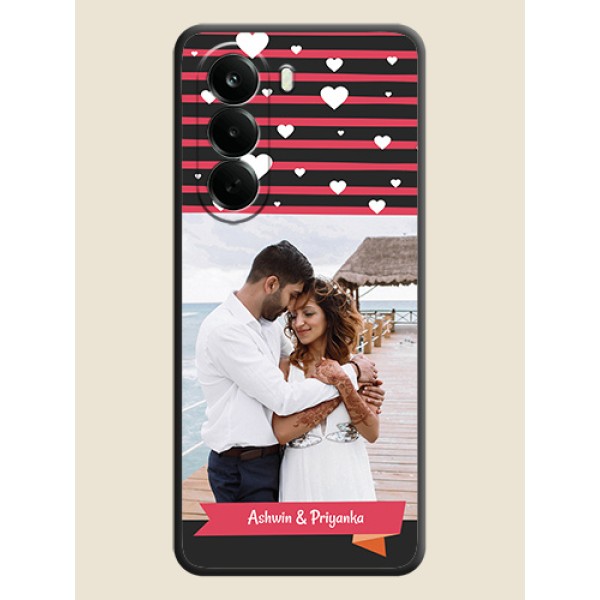 White Color Love Symbols with Pink Lines Pattern On Space Black Custom Soft Matte Mobile Back Cover - Oneplus Nord CE 6 Lite 5G White Color Love Symbols with Pink Lines Pattern On Space Black Custom Soft Matte Mobile Back Cover - Oneplus Nord CE 6 Lite 5G