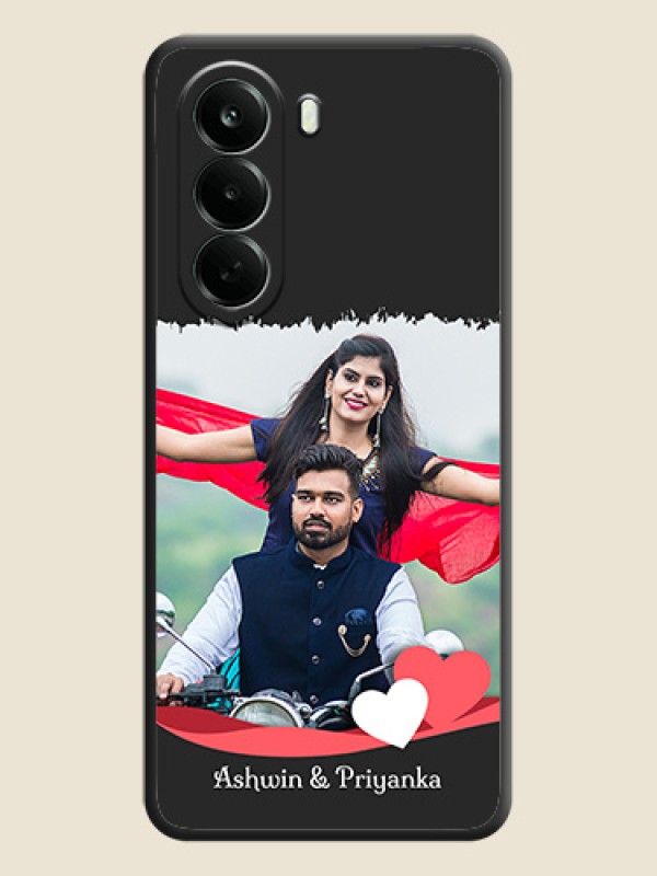 Pin Color Love Shaped Ribbon Design with Text On Space Black Custom Soft Matte Mobile Back Cover - Oneplus Nord CE 6 Lite 5G