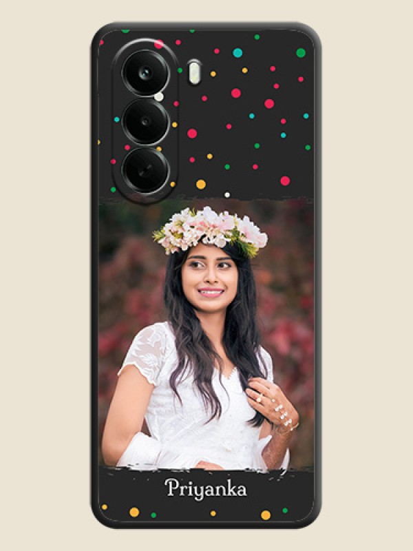 Multicolor Dotted Pattern with Text On Space Black Custom Soft Matte Mobile Back Cover - Oneplus Nord CE 6 Lite 5G