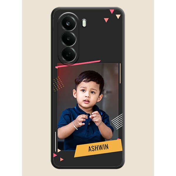 Photo Frame with Triangle Small Dots on Photo On Space Black Custom Soft Matte Mobile Back Cover - Oneplus Nord CE 6 Lite 5G