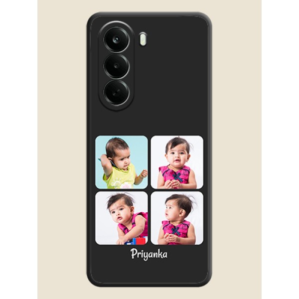Floral Art with 6 Image Holder on Photo On Space Black Custom Soft Matte Mobile Back Cover - Oneplus Nord CE 6 Lite 5G Floral Art with 6 Image Holder on Photo On Space Black Custom Soft Matte Mobile Back Cover - Oneplus Nord CE 6 Lite 5G