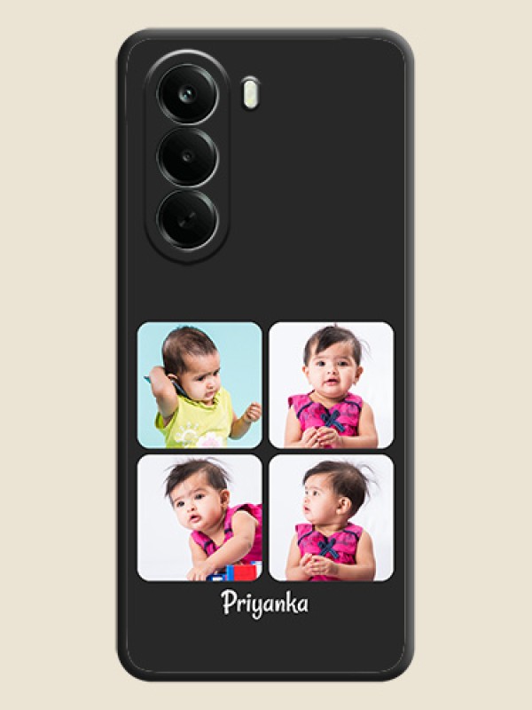 Floral Art with 6 Image Holder on Photo On Space Black Custom Soft Matte Mobile Back Cover - Oneplus Nord CE 6 Lite 5G