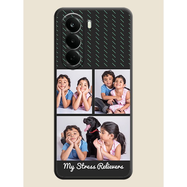 Cross Dotted Pattern with 2 Image Holder On Space Black Custom Soft Matte Mobile Back Cover - Oneplus Nord CE 6 Lite 5G Cross Dotted Pattern with 2 Image Holder On Space Black Custom Soft Matte Mobile Back Cover - Oneplus Nord CE 6 Lite 5G