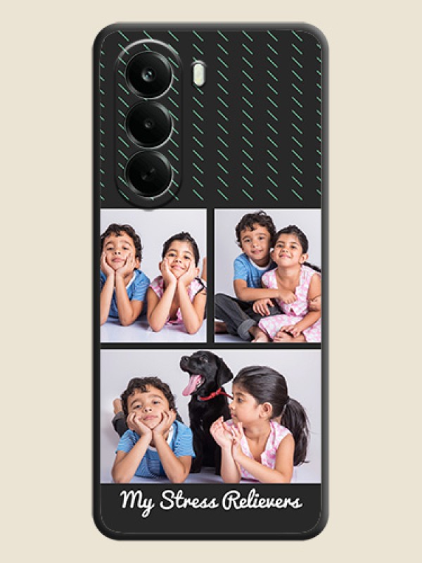 Cross Dotted Pattern with 2 Image Holder On Space Black Custom Soft Matte Mobile Back Cover - Oneplus Nord CE 6 Lite 5G