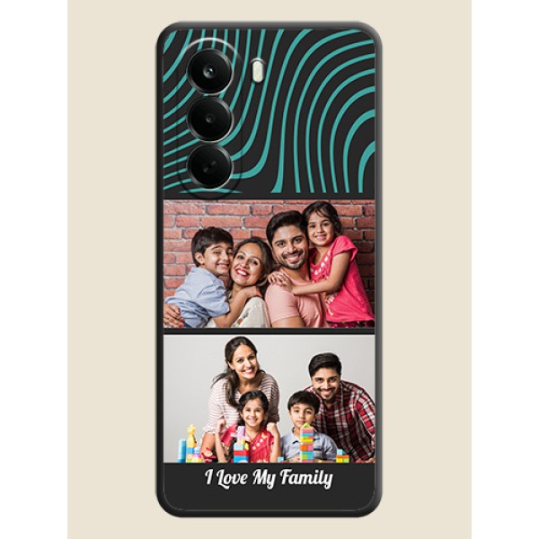 Wave Pattern with 2 Image Holder On Space Black Custom Soft Matte Mobile Back Cover - Oneplus Nord CE 6 Lite 5G Wave Pattern with 2 Image Holder On Space Black Custom Soft Matte Mobile Back Cover - Oneplus Nord CE 6 Lite 5G