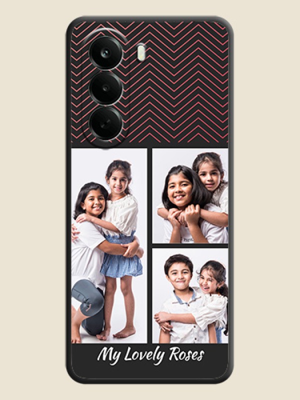 Wave Pattern with 3 Image Holder On Space Black Custom Soft Matte Mobile Back Cover - Oneplus Nord CE 6 Lite 5G