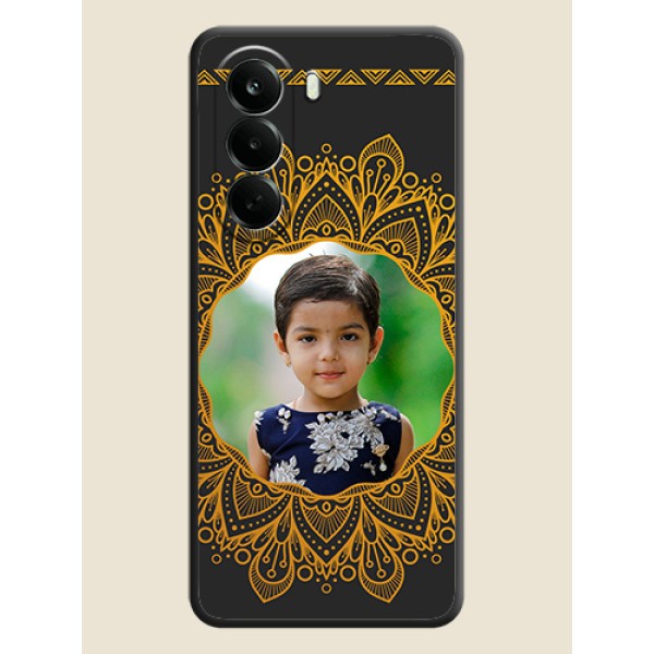 Round Image with Floral Design On Space Black Custom Soft Matte Mobile Back Cover - Oneplus Nord CE 6 Lite 5G Round Image with Floral Design On Space Black Custom Soft Matte Mobile Back Cover - Oneplus Nord CE 6 Lite 5G