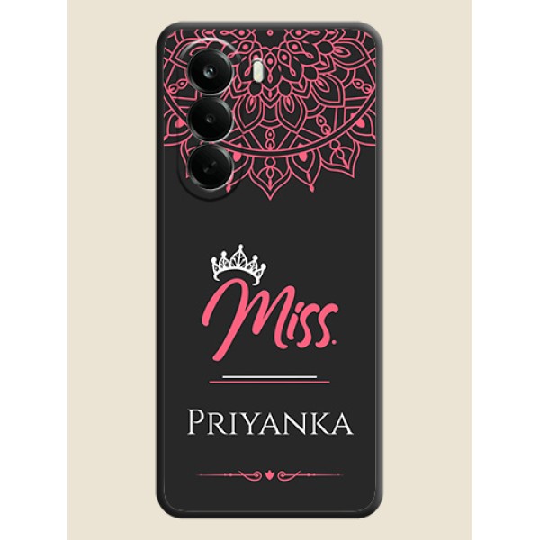 Mrs Name with Floral Design On Space Black Custom Soft Matte Mobile Back Cover - Oneplus Nord CE 6 Lite 5G Mrs Name with Floral Design On Space Black Custom Soft Matte Mobile Back Cover - Oneplus Nord CE 6 Lite 5G