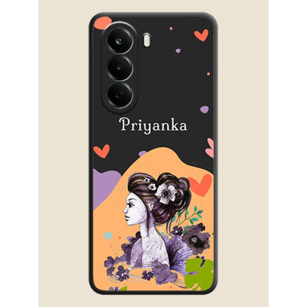 Namecase For Her With Fancy Lady Image On Space Black Custom Soft Matte Mobile Back Cover - Oneplus Nord CE 6 Lite 5G Namecase For Her With Fancy Lady Image On Space Black Custom Soft Matte Mobile Back Cover - Oneplus Nord CE 6 Lite 5G