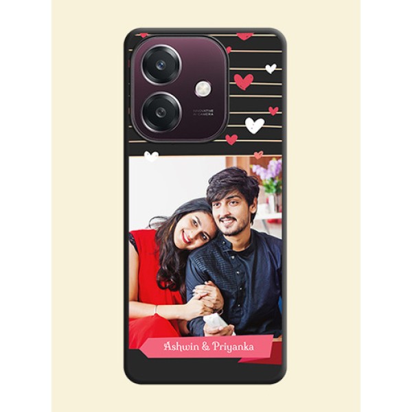 Love Pattern with Name on Pink Ribbon on Photo On Space Black Custom Soft Matte Mobile Back Cover - Oppo A3 5G Love Pattern with Name on Pink Ribbon on Photo On Space Black Custom Soft Matte Mobile Back Cover - Oppo A3 5G