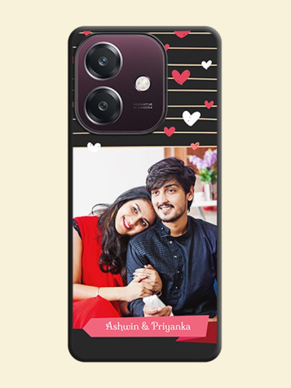 Love Pattern with Name on Pink Ribbon on Photo On Space Black Custom Soft Matte Mobile Back Cover - Oppo A3 5G